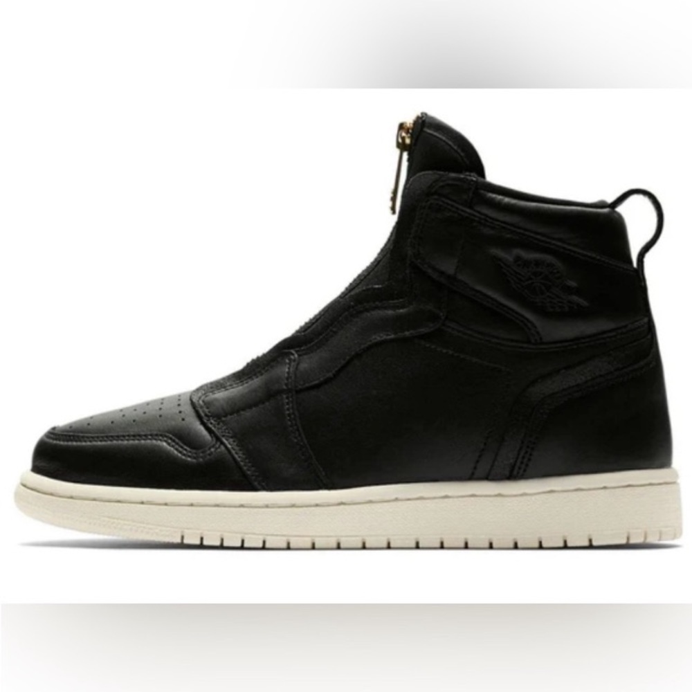 Air Jordan 1 Retro High Zip Black Sail Leather Gold Women’s 7.5 Punk Streetwear - Picture 15 of 16
